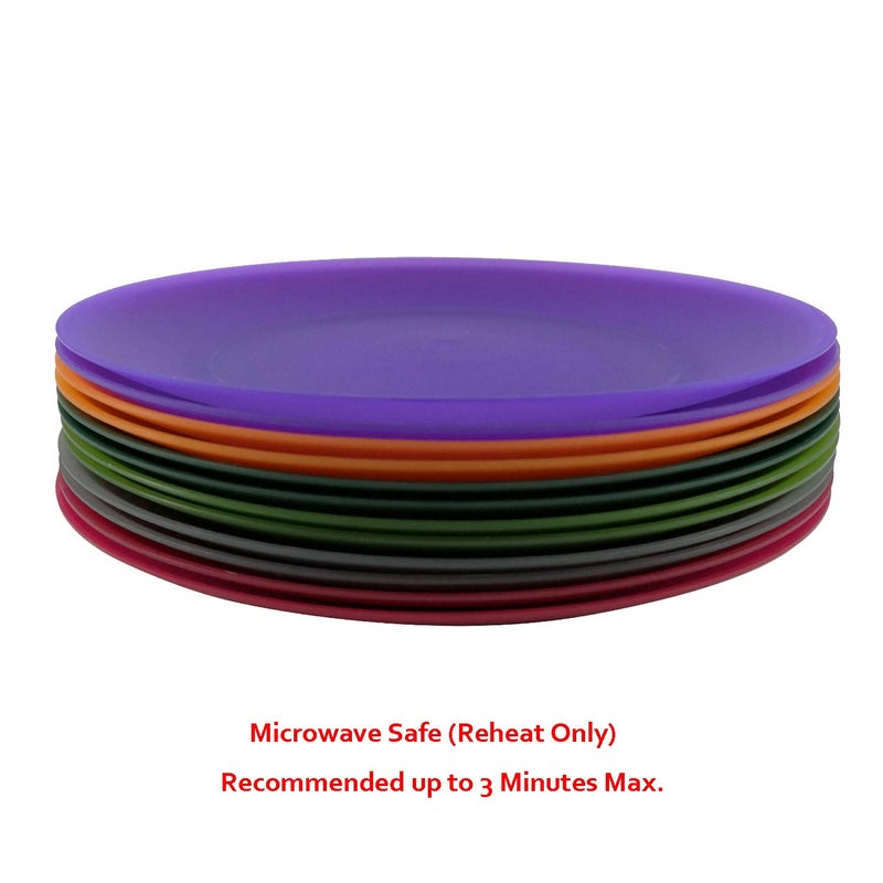 YUYUHUA Everyday Plastic Plates Reusable - Unbreakable Colorful Dinner Plate 10 inch - BPA Free Dishwasher Safe & Microwave Plates set of 12 for Kitchen Camping Patio Outdoor - Image 5